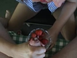 our cum lover again. strawberries this time. spermavede
